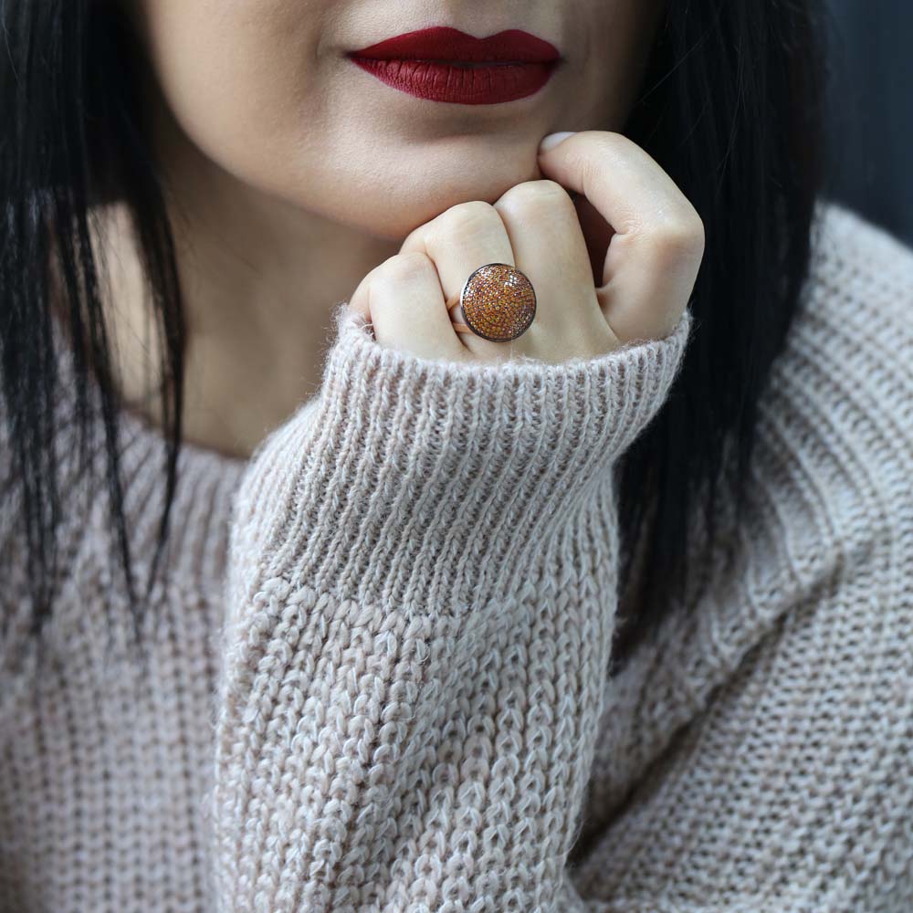 Silver Rounded Cluster Design Ring, Wholesale Handcrafted 925 Sterling Silver Jewelry Ring